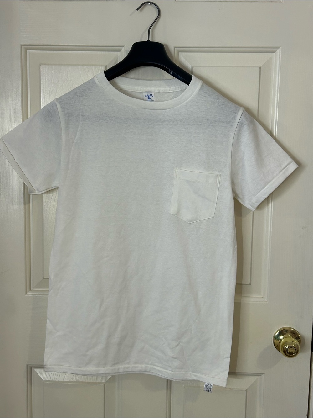 Velva Sheen Shirt Mens Small Single Stitch Basic Crew Neck Pocket Blank Adult